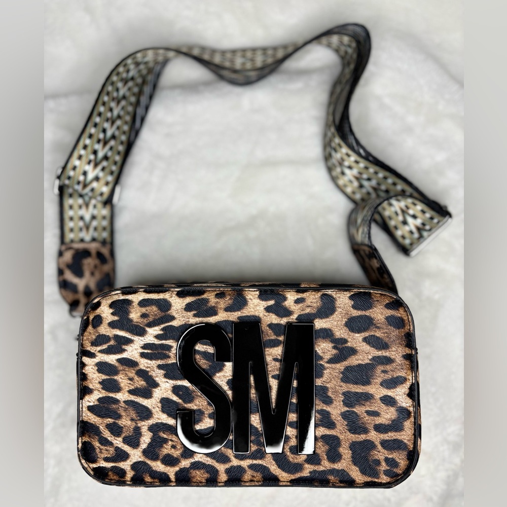 Leopard Print Crossbody Bag with SM Initials